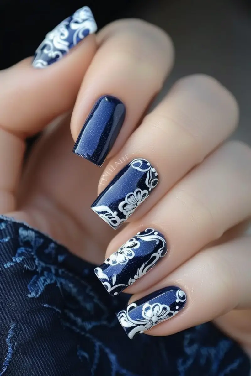 Nails for Navy Dress