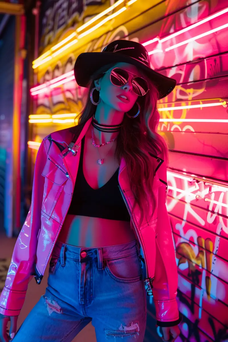 a woman wearing an outfit for a Pitbull concert