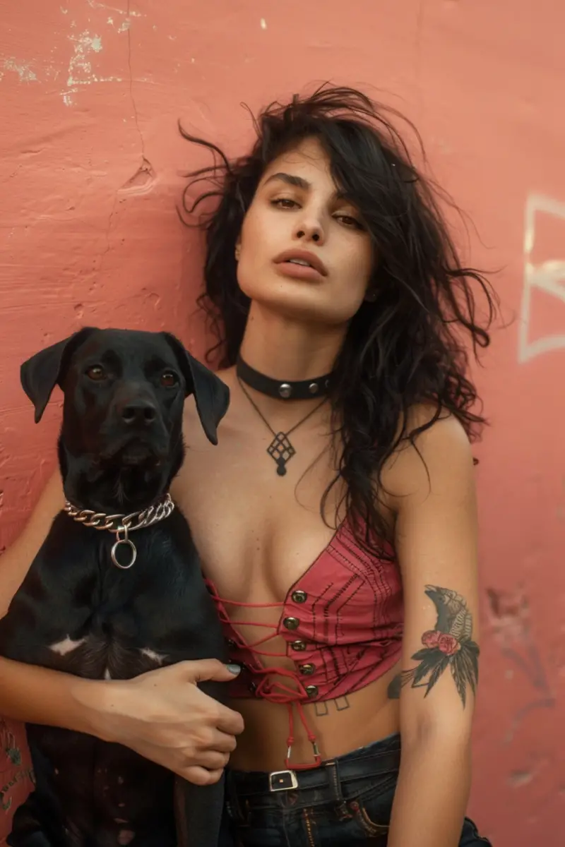 a woman wearing an outfit for a Pitbull concert