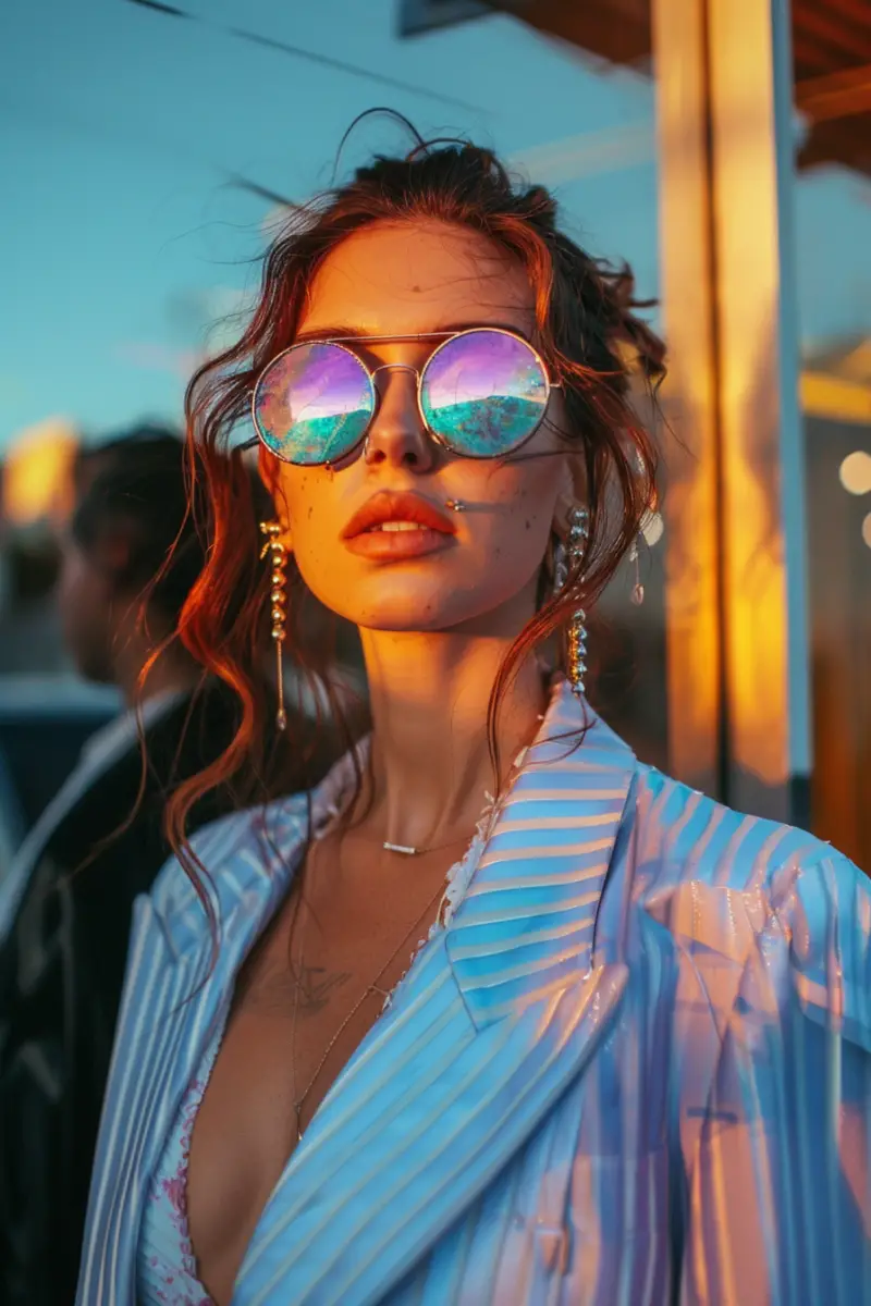 a woman wearing an outfit for a Pitbull concert