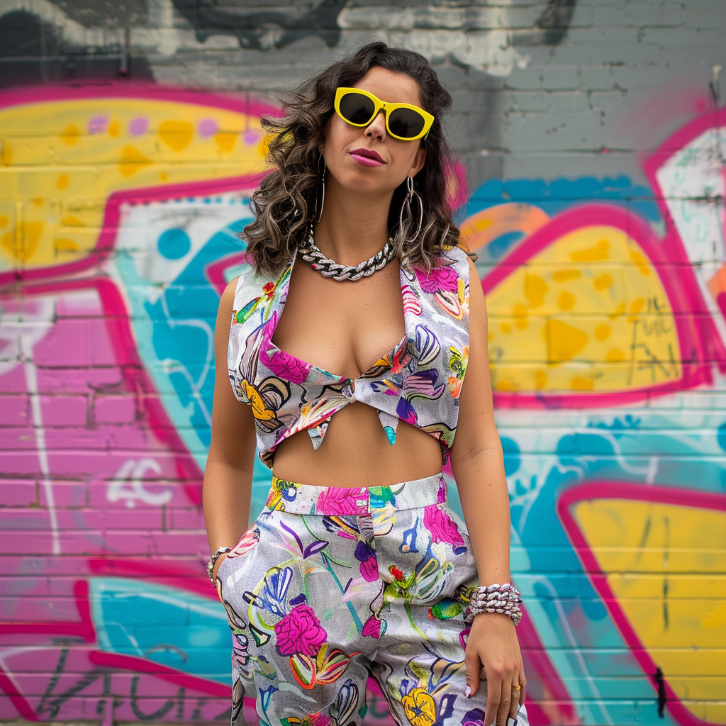 a woman wearing an outfit for a Pitbull concert