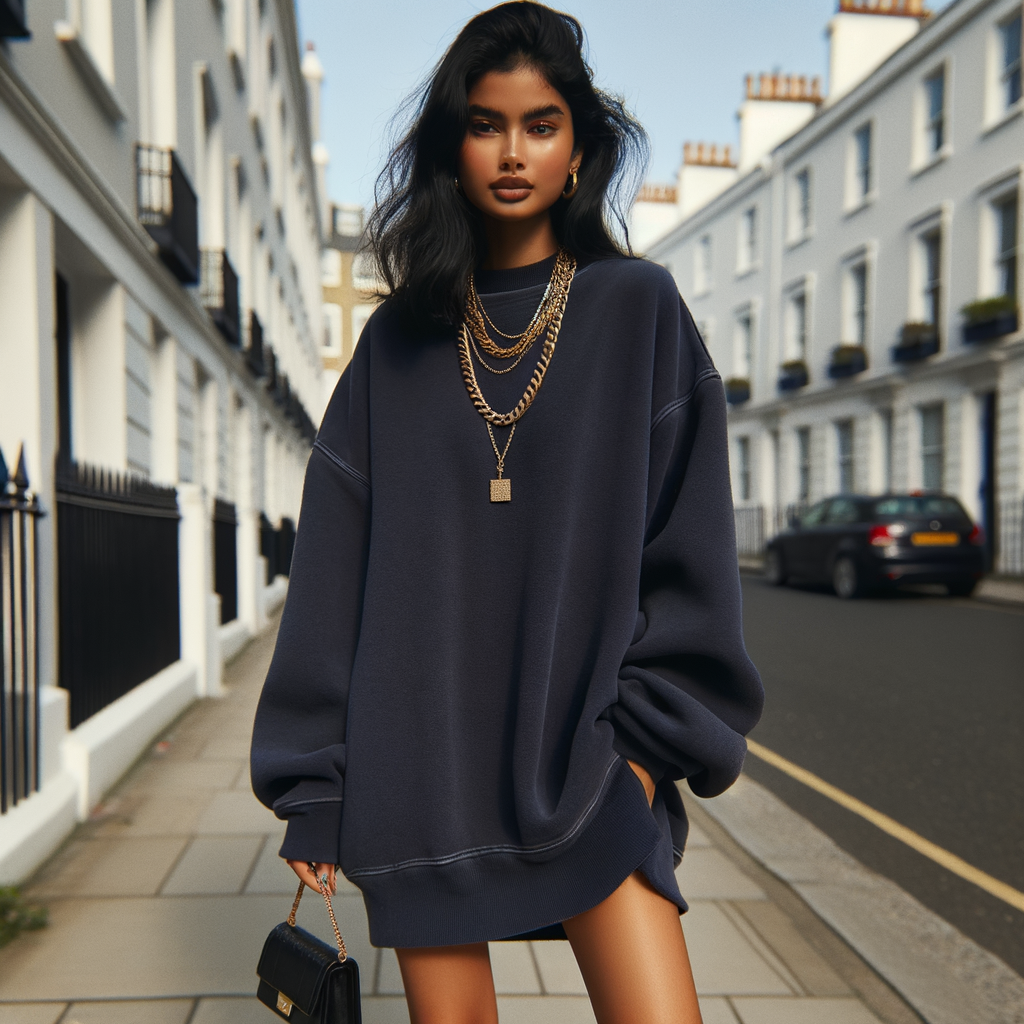THE WOMAN IS WEARING Oversized Sweatshirt Dress with Boots