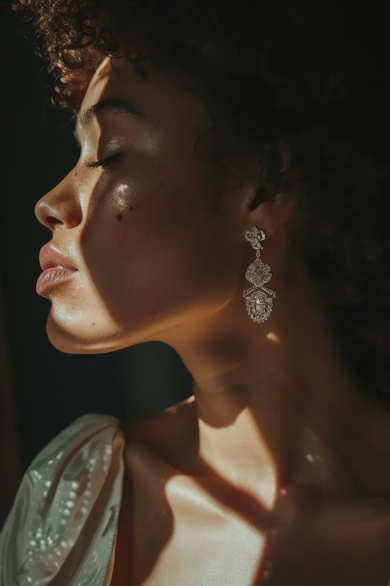 a woman wearing Pandora earrings