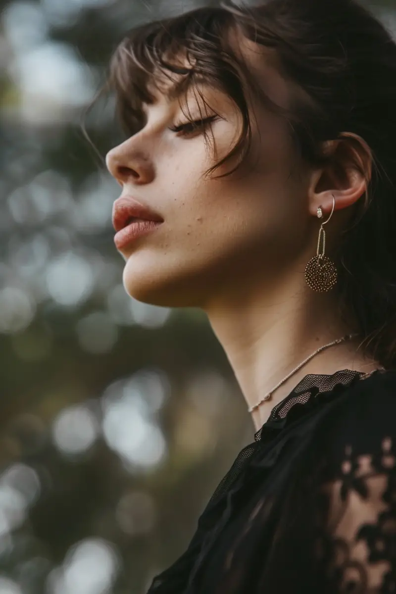a woman wearing Pandora necklace