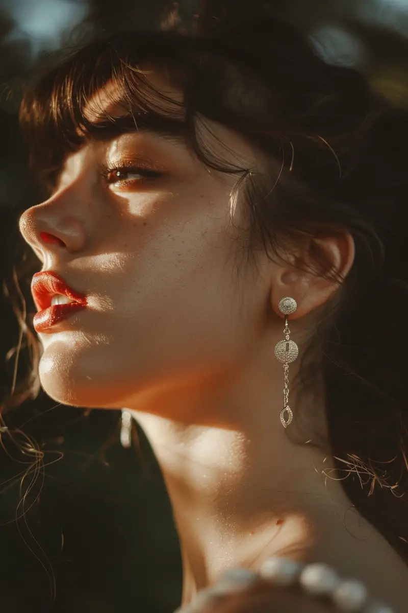woman wearing Pandora earrings