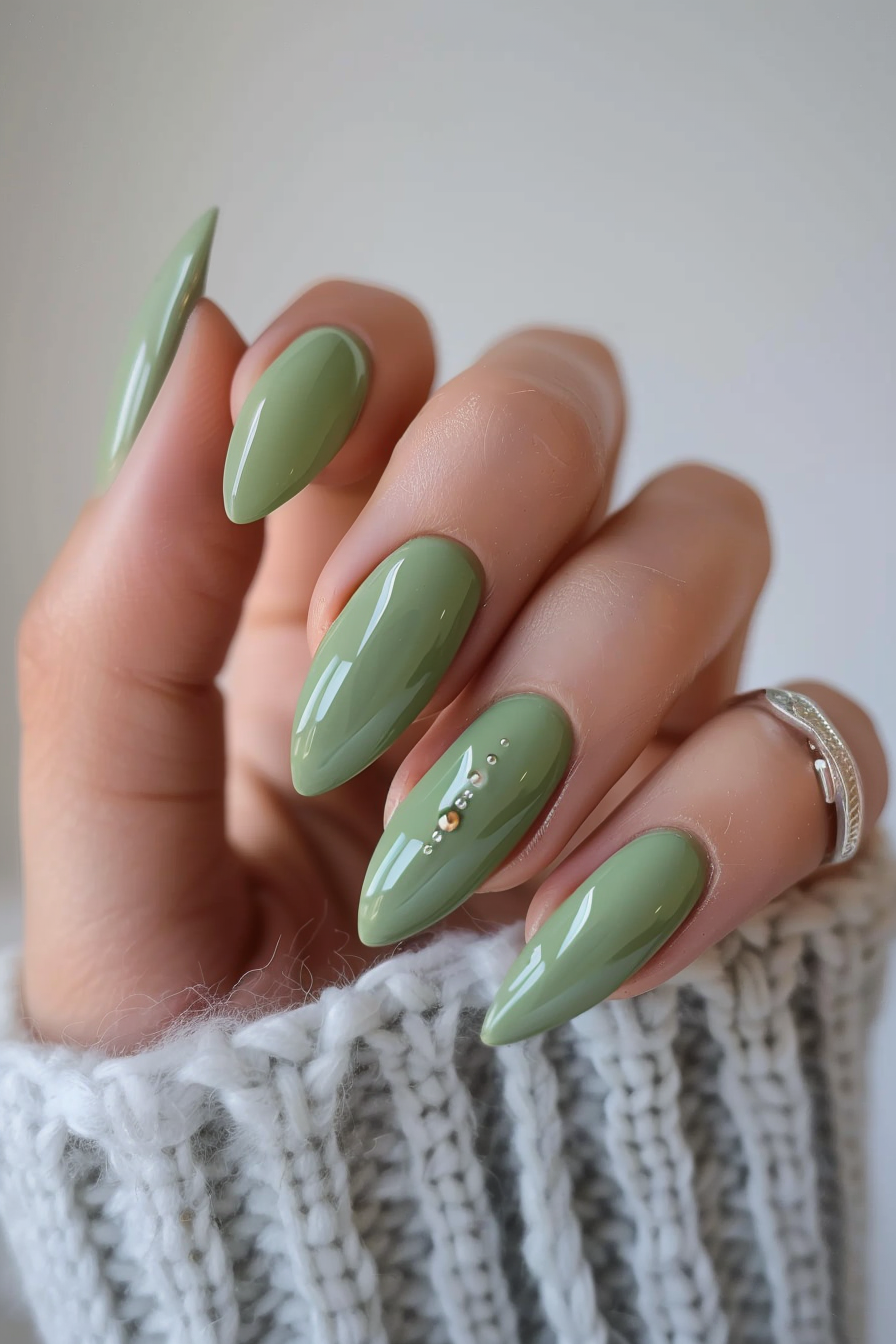 Nails with Sage Green Dress