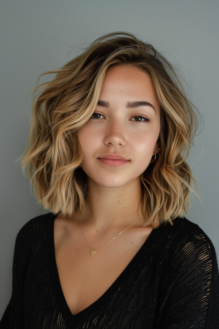 medium-length-haircut-for-round-faces