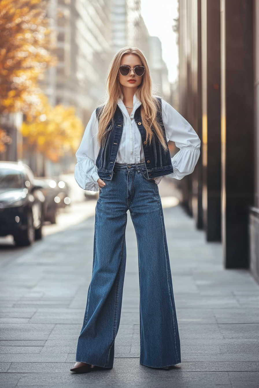 denim vest outfit